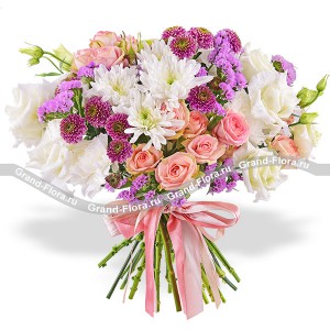 Smile of spring - a bouquet with roses and shrub roses